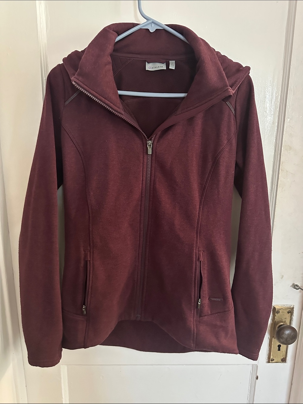 Athleta Women's Zip-Up Hoodie Jacket in Deep Burgundy